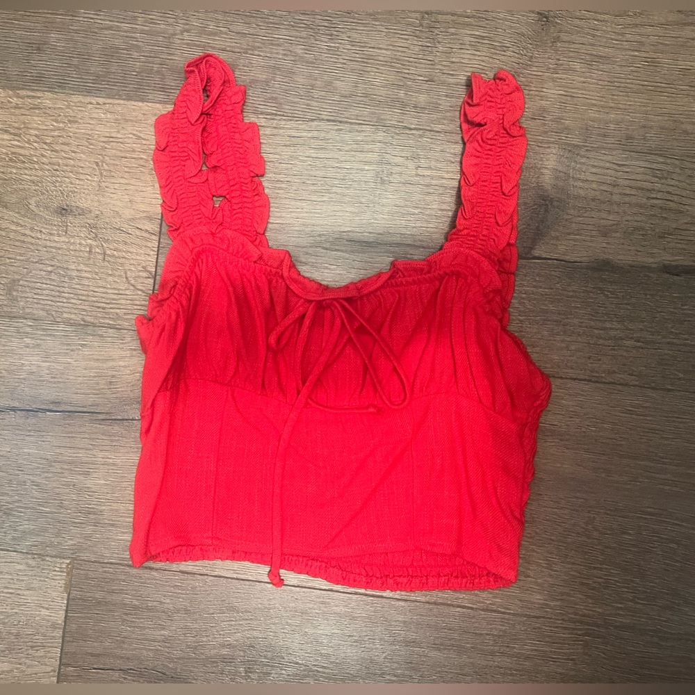 Sienna Sky Red Ruched Crop Tank Top